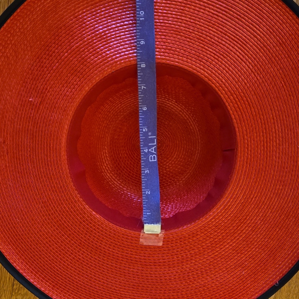 Fancy Decorated Red Straw Hat - image 7